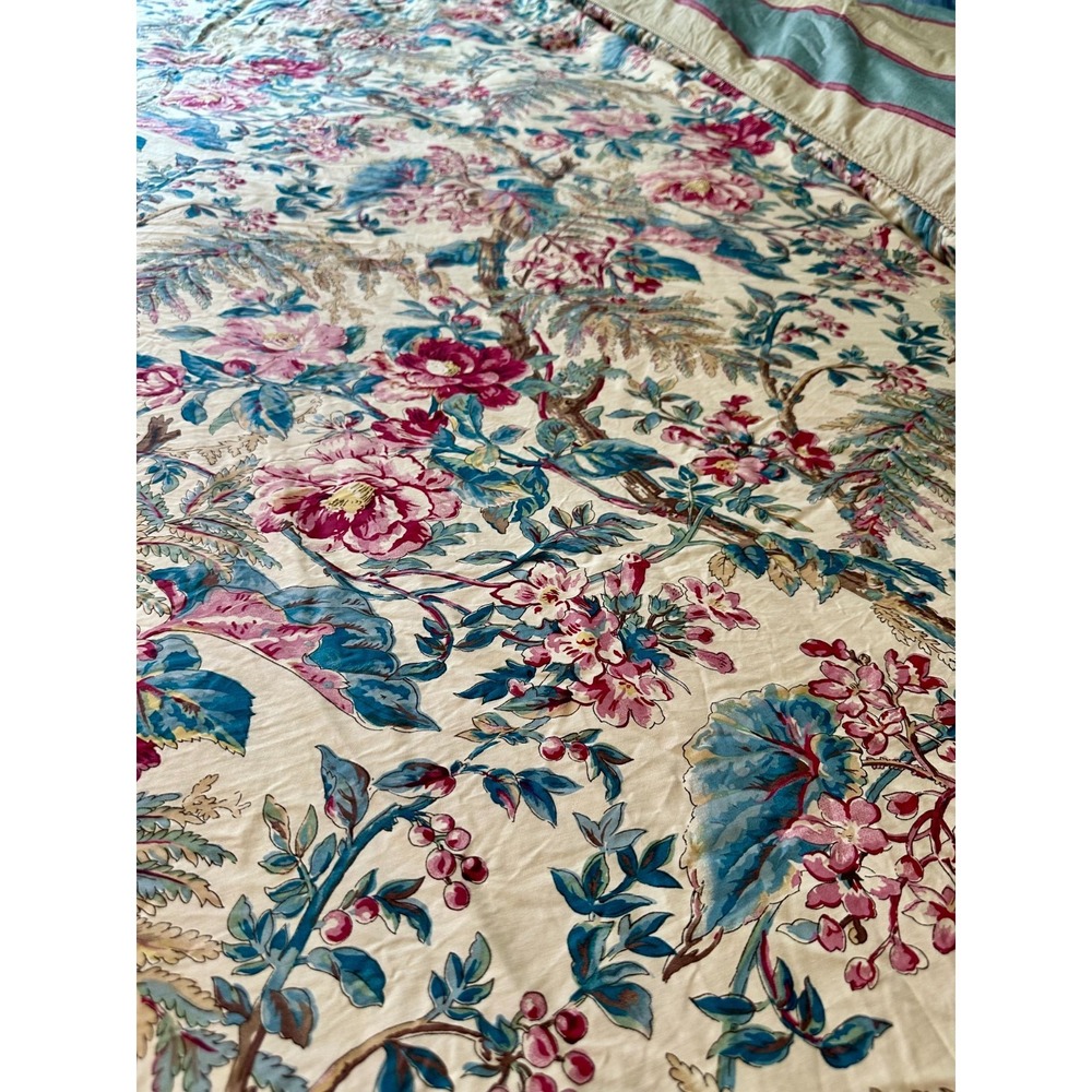 King Ralph Lauren Tangier Floral Comforter Reversible Stripe Jute Trim RL Lauren - Picture 3 of 8